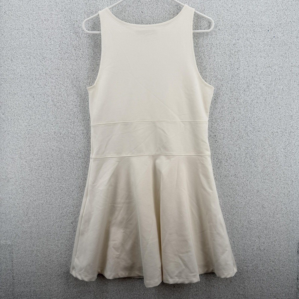 LOFT Dress Womens 8 Ivory Sleeveless Fit Flare Skater Lined Stretch Knit Casual